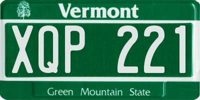 VT license plate XQP221