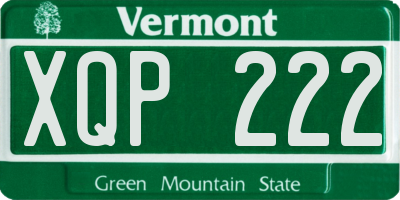 VT license plate XQP222