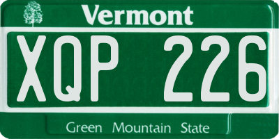 VT license plate XQP226
