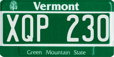 VT license plate XQP230