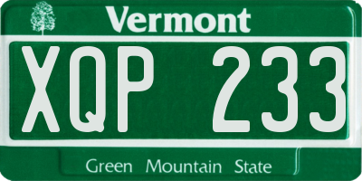 VT license plate XQP233