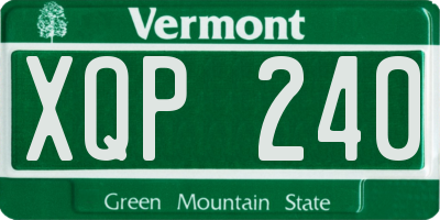 VT license plate XQP240