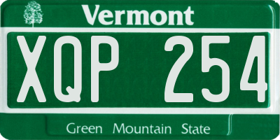 VT license plate XQP254