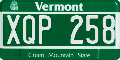 VT license plate XQP258