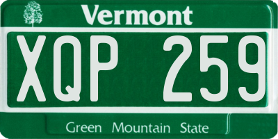 VT license plate XQP259