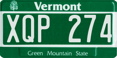 VT license plate XQP274