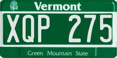 VT license plate XQP275