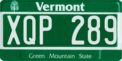 VT license plate XQP289