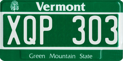 VT license plate XQP303