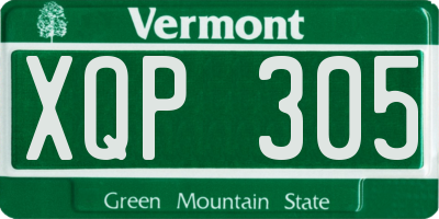 VT license plate XQP305