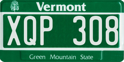 VT license plate XQP308