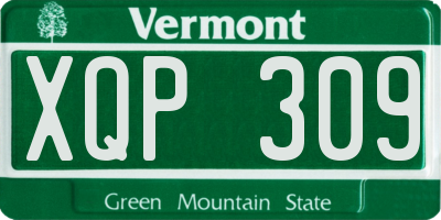 VT license plate XQP309