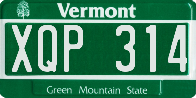 VT license plate XQP314
