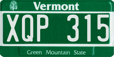 VT license plate XQP315