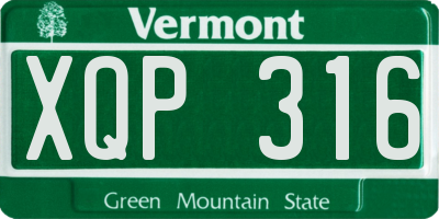 VT license plate XQP316