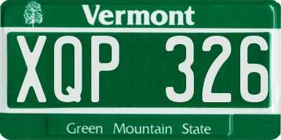 VT license plate XQP326