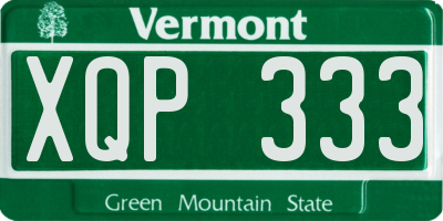 VT license plate XQP333