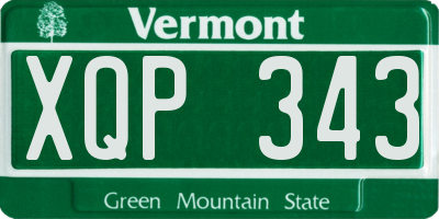 VT license plate XQP343