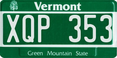 VT license plate XQP353