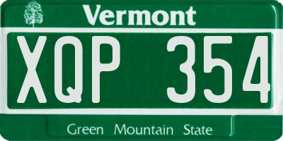 VT license plate XQP354