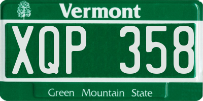 VT license plate XQP358