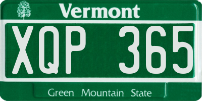 VT license plate XQP365