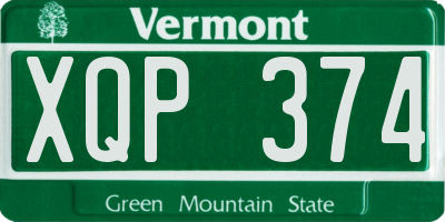 VT license plate XQP374