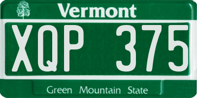 VT license plate XQP375