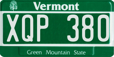 VT license plate XQP380