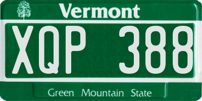 VT license plate XQP388