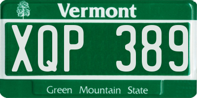 VT license plate XQP389