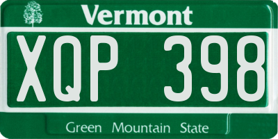 VT license plate XQP398