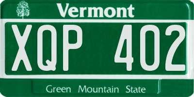 VT license plate XQP402