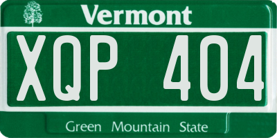 VT license plate XQP404