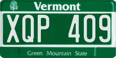 VT license plate XQP409