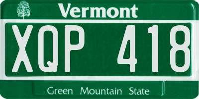 VT license plate XQP418