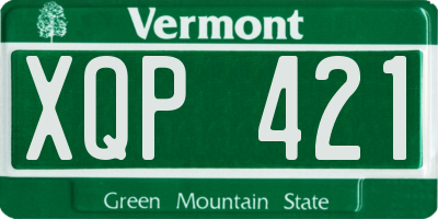VT license plate XQP421