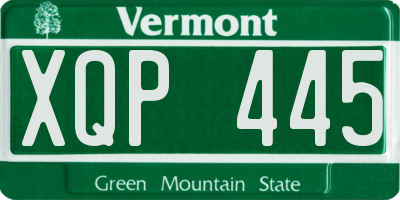 VT license plate XQP445