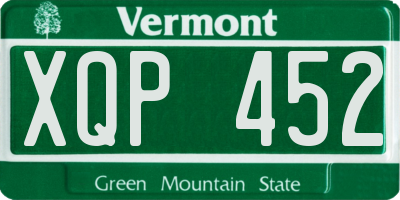 VT license plate XQP452