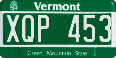 VT license plate XQP453
