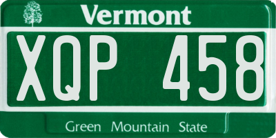 VT license plate XQP458