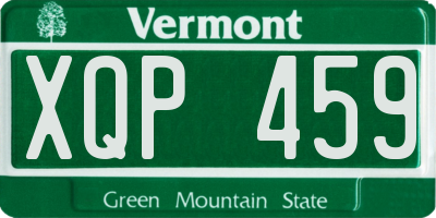 VT license plate XQP459