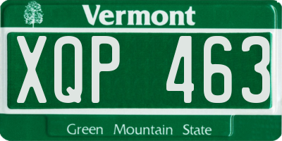 VT license plate XQP463