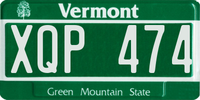 VT license plate XQP474