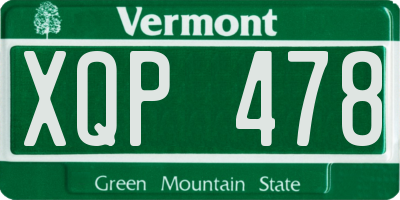 VT license plate XQP478