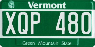 VT license plate XQP480
