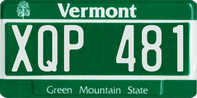VT license plate XQP481