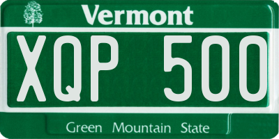 VT license plate XQP500