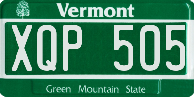VT license plate XQP505