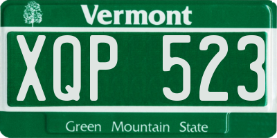 VT license plate XQP523